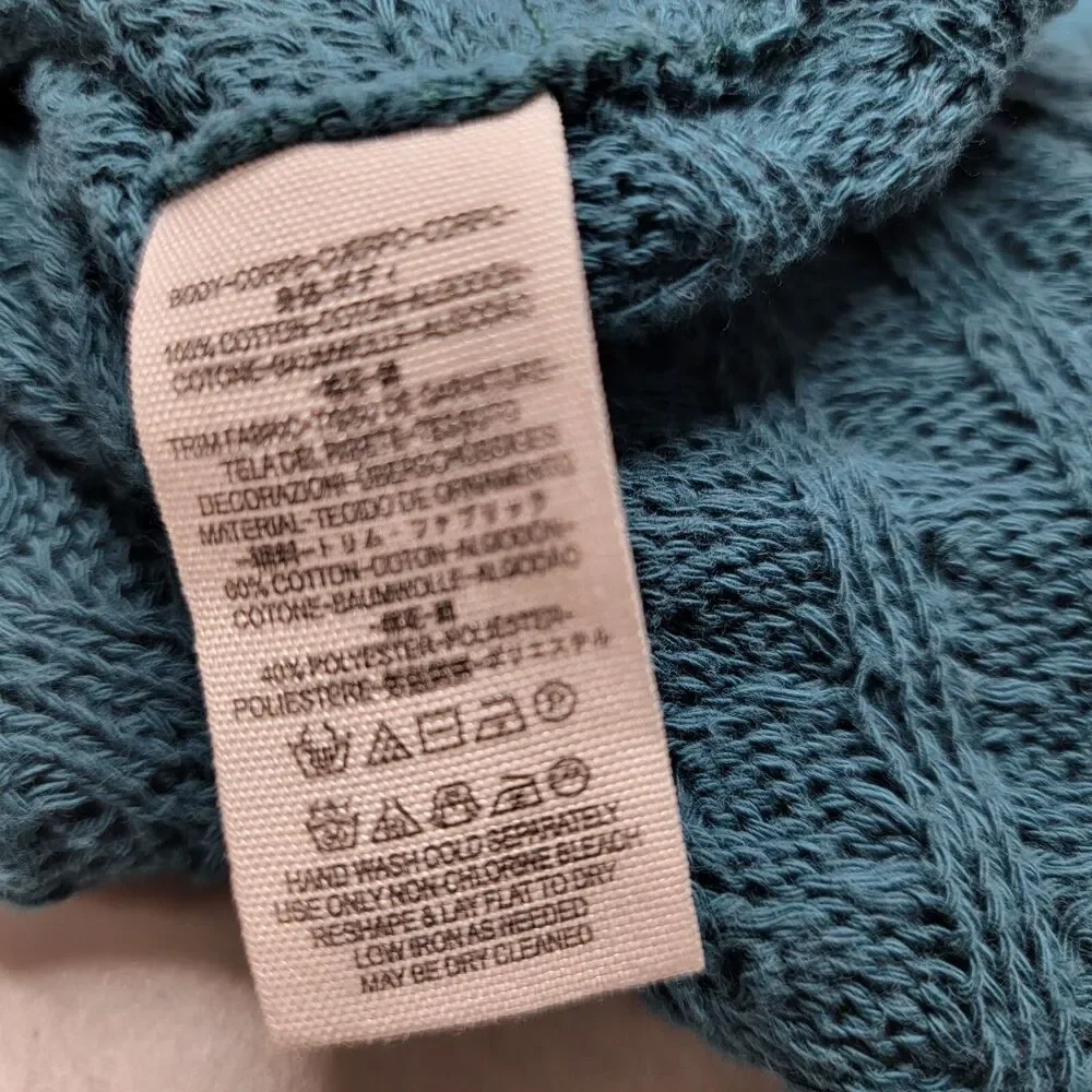 Free People We The Free Thien's Hacci Long Sleeve Sweater Teal Green Knit Y2K XS